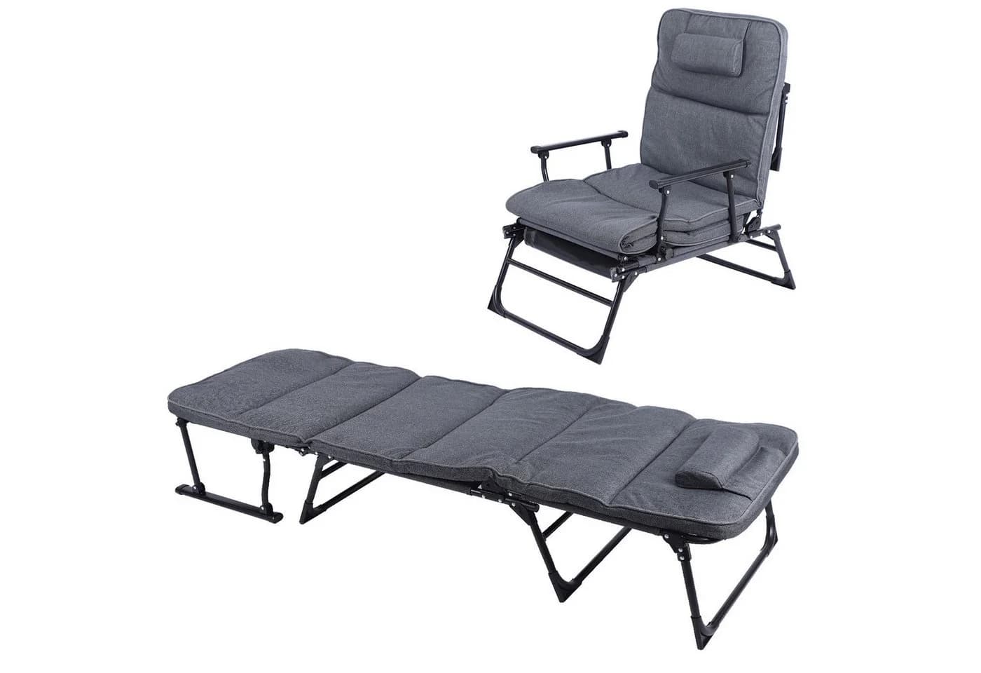 Mojawo 2-in-1 Gartenliege Relaxsessel Anthrazit mit Polster - Bild 2