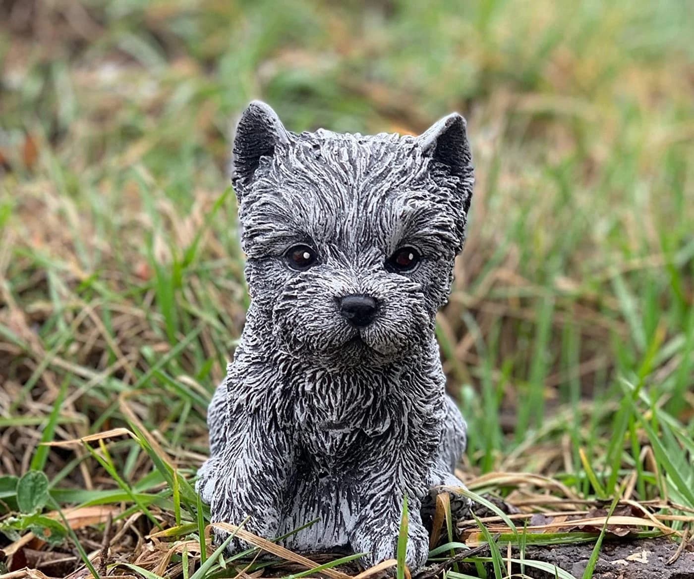 Stone and Style Gartenfigur Yorkshire Terrier Grau Frostfest