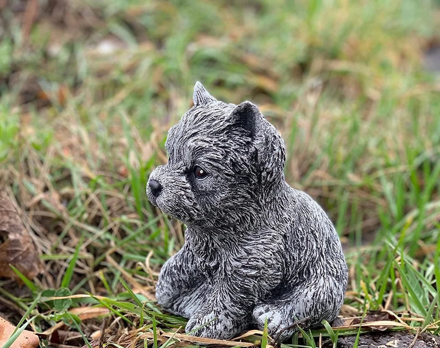 Stone and Style Gartenfigur Yorkshire Terrier Grau Frostfest - Bild 3
