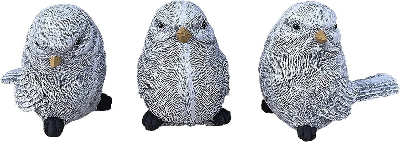Stone and Style 3er-Set Vogel Steinfiguren Grau Frostfest - Bild 2