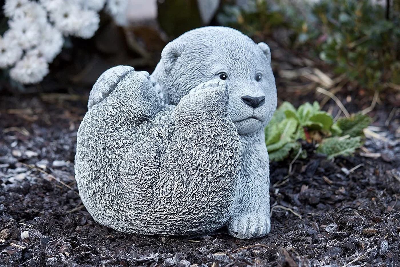 Frostfeste Steinfigur Bär auf Rücken Panda Gartenfigur - Bild 3