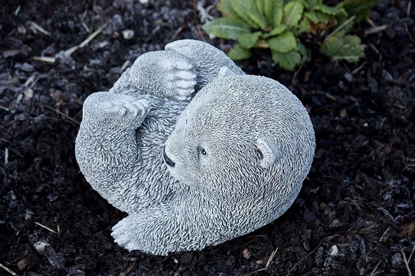 Frostfeste Steinfigur Bär auf Rücken Panda Gartenfigur - Bild 5