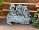 Stone and Style Gartenfigur Frostfeste Steinfigur 3 Erdmännchen Welcome Grau Bild 1