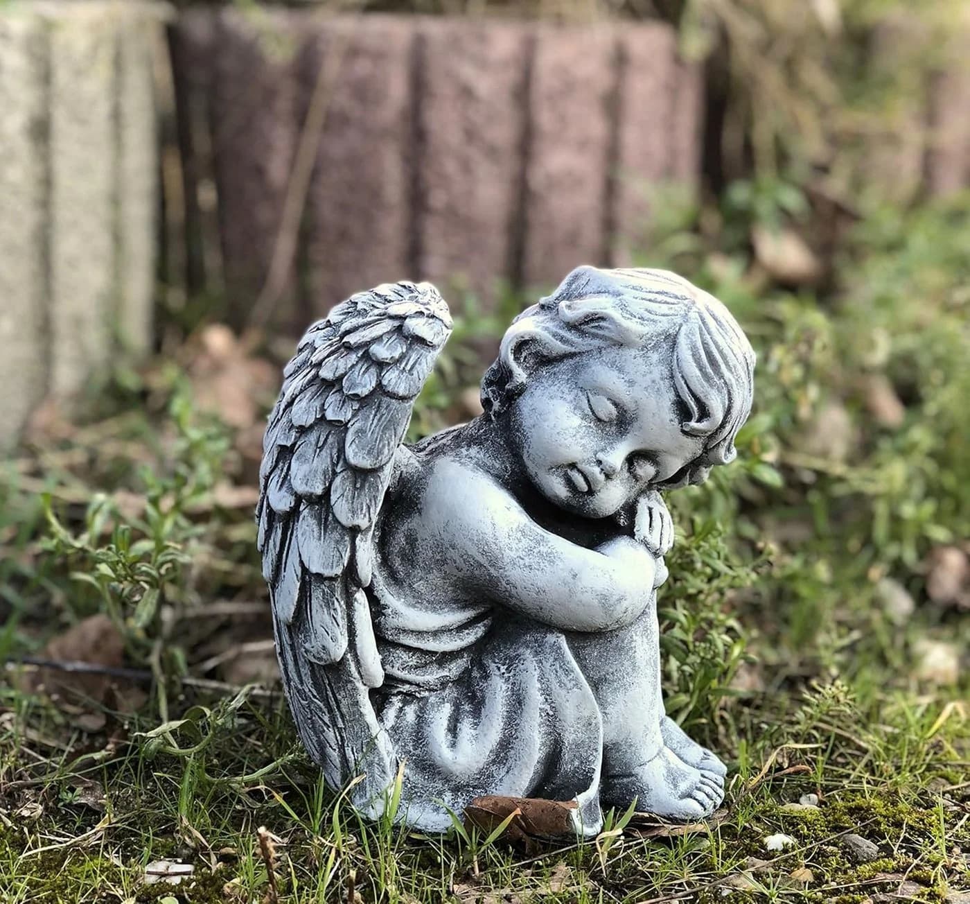 Stone and Style Engelfigur Frostfeste Steinfigur Grau