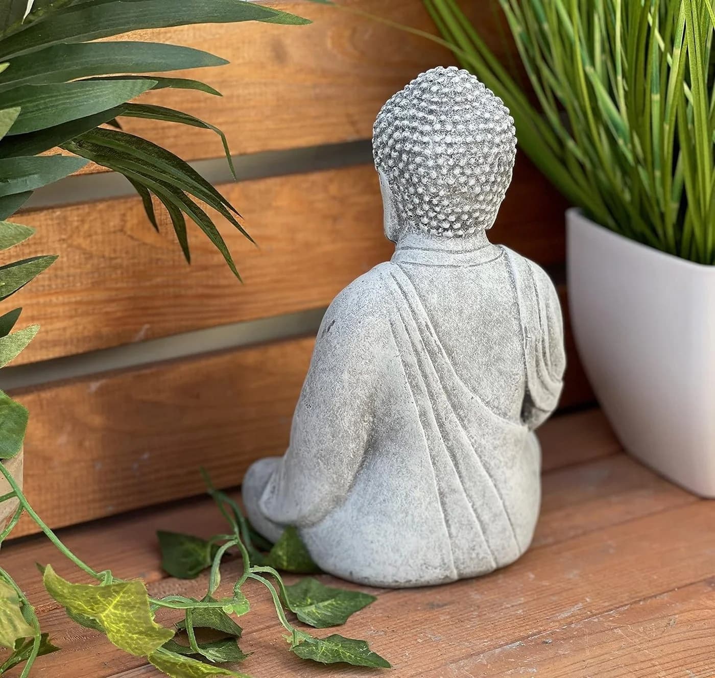 Stone and Style Frostfeste Steinfigur sitzender Buddha Shiva Grau - Bild 5