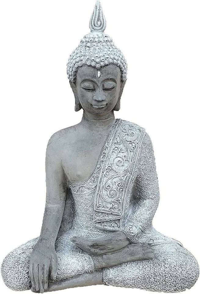 Stone and Style Gartenfigur Frostfeste Steinfigur meditierender Shiva Grau - Bild 2