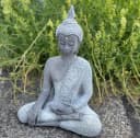 Stone and Style Gartenfigur Frostfeste Steinfigur meditierender Shiva Grau Bild 4