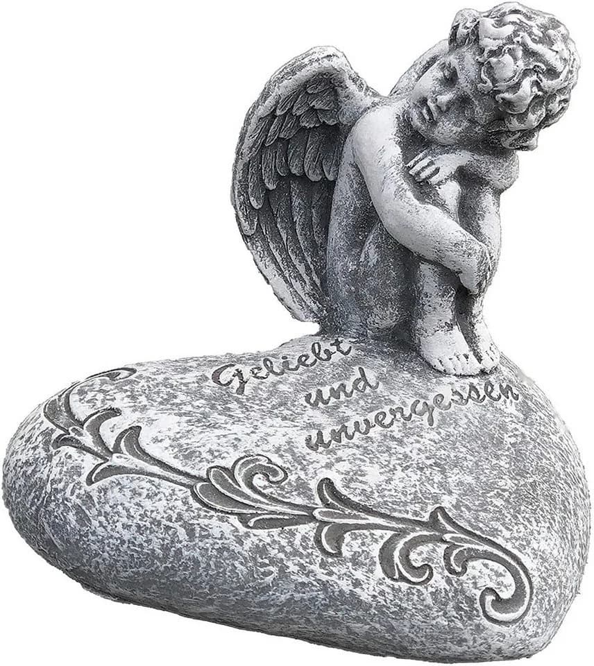 Stone and Style Frostfeste Steinfigur Engel auf Herz Grau - Bild 2