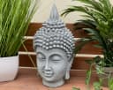 Stone and Style Gartenfigur Frostfeste Steinfigur Shiva Kopf meditativ Grau Bild 1