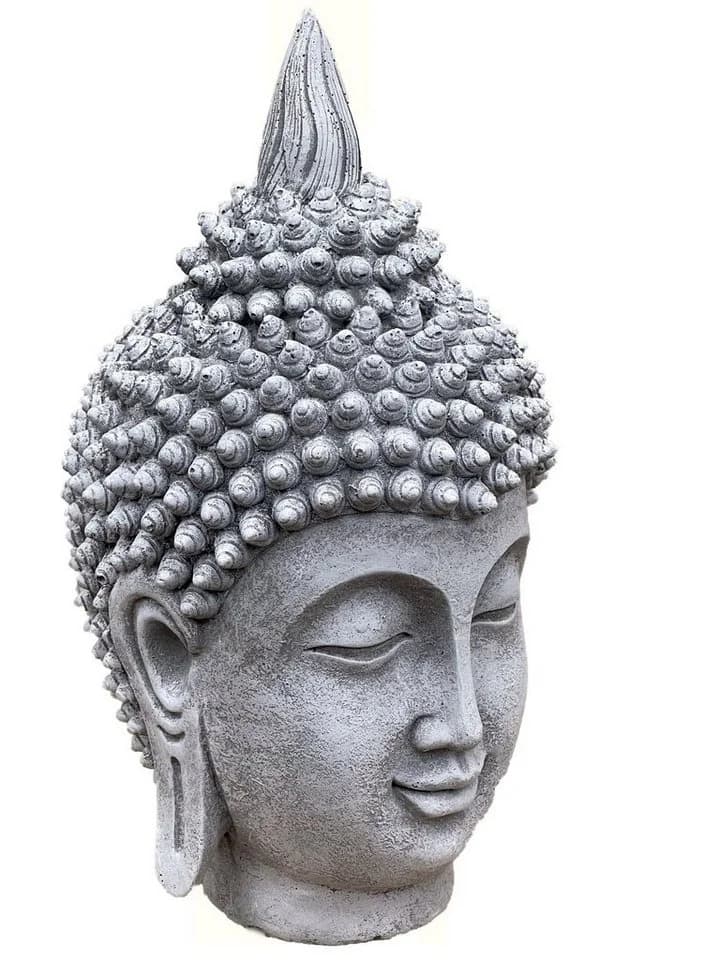 Stone and Style Gartenfigur Frostfeste Steinfigur Shiva Kopf meditativ Grau - Bild 2