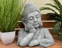 Stone and Style Gartenfigur Frostfeste Steinfigur Buddha Shiva Büste XL Grau Bild 1