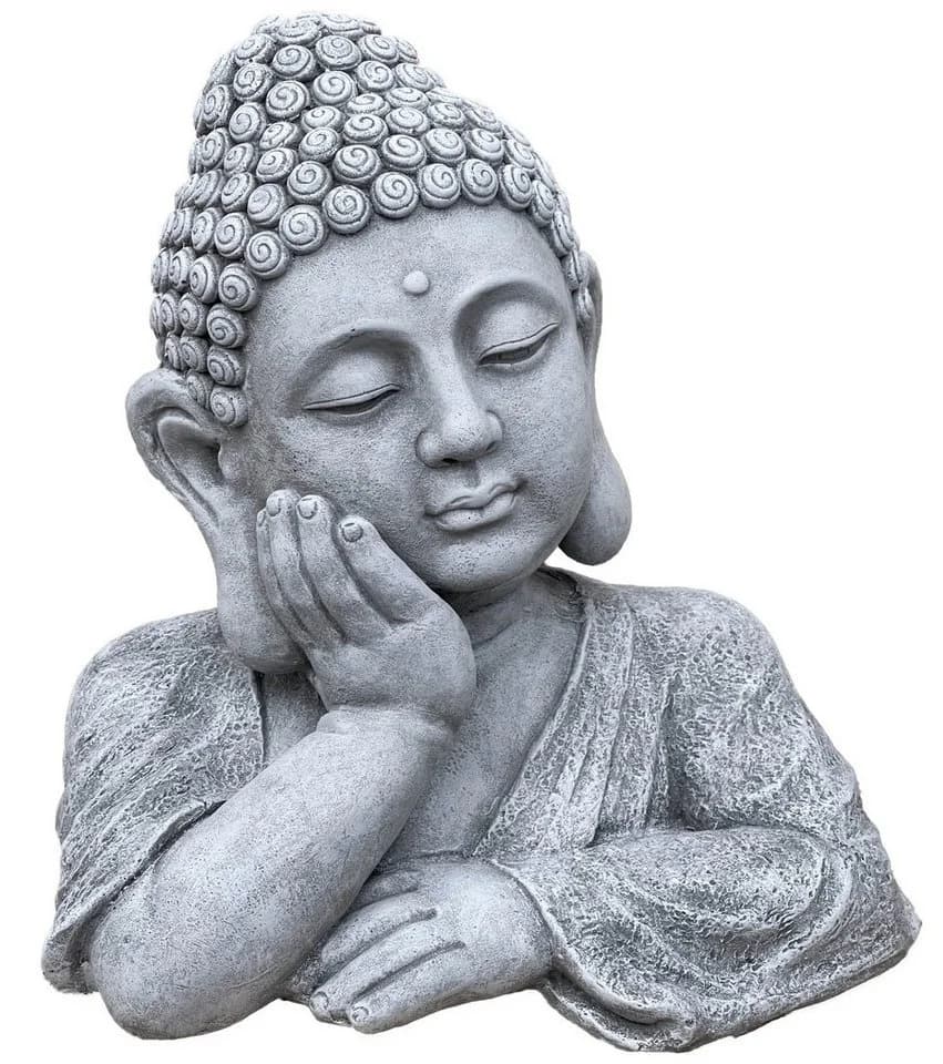 Stone and Style Gartenfigur Frostfeste Steinfigur Buddha Shiva Büste XL Grau - Bild 2