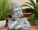 Stone and Style Gartenfigur Frostfeste Steinfigur Buddha Shiva Büste XL Grau Bild 3