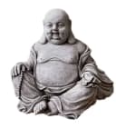 Stone and Style Gartenfigur Frostfeste Steinfigur dicker Buddha sitzend Grau Bild 2