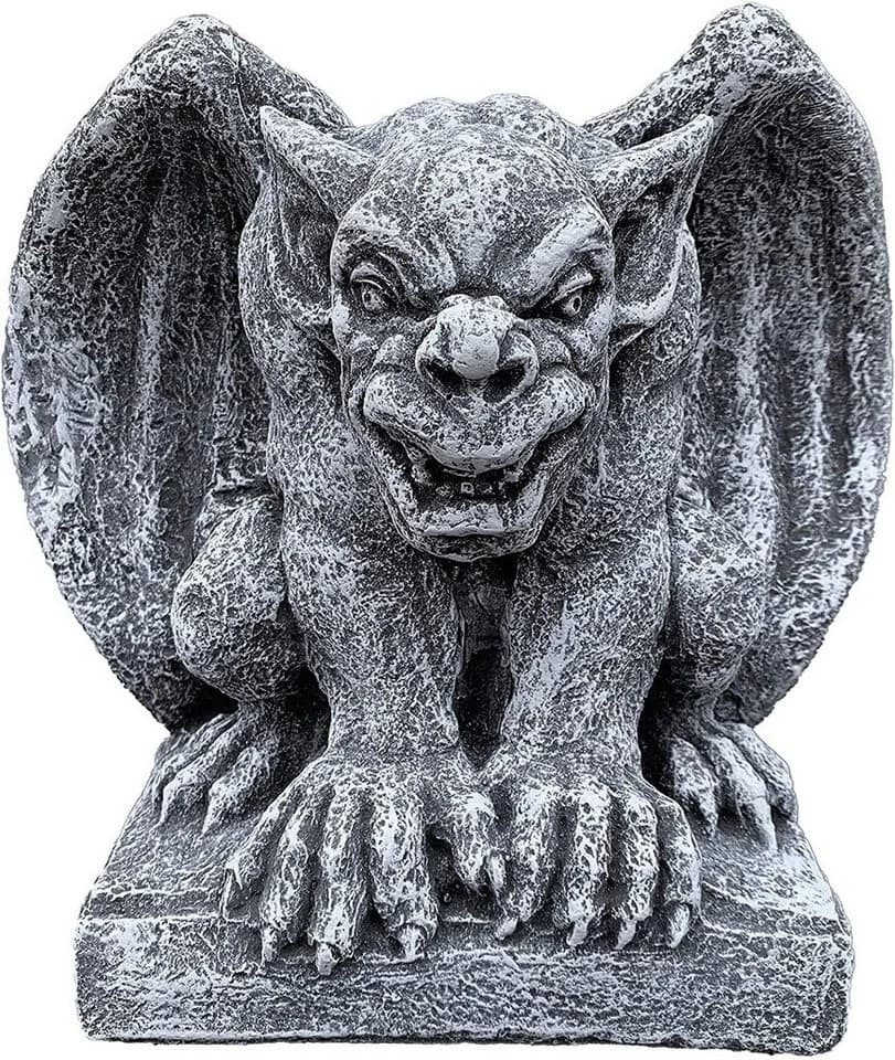Stone and Style Gartenfigur Frostfeste Steinfigur Gargoyle auf Sockel Grau - Bild 2