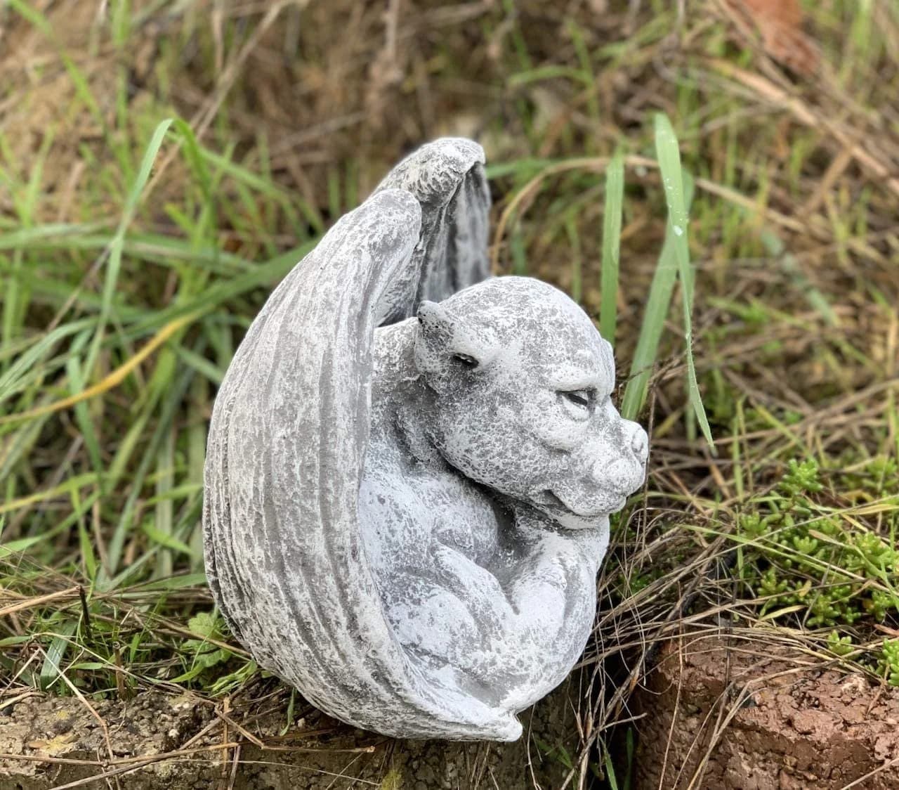 Stone and Style Gartenfigur Frostfeste Steinfigur Gargoyle Denker Grau - Bild 5