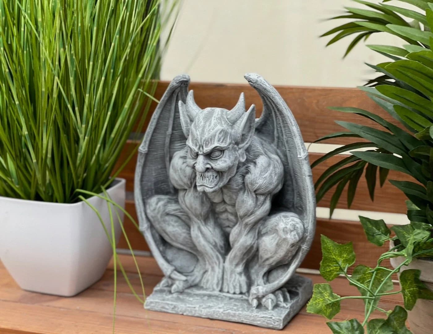 Stone and Style Gartenfigur Frostfeste Steinfigur Gargoyle Grau - Bild 3