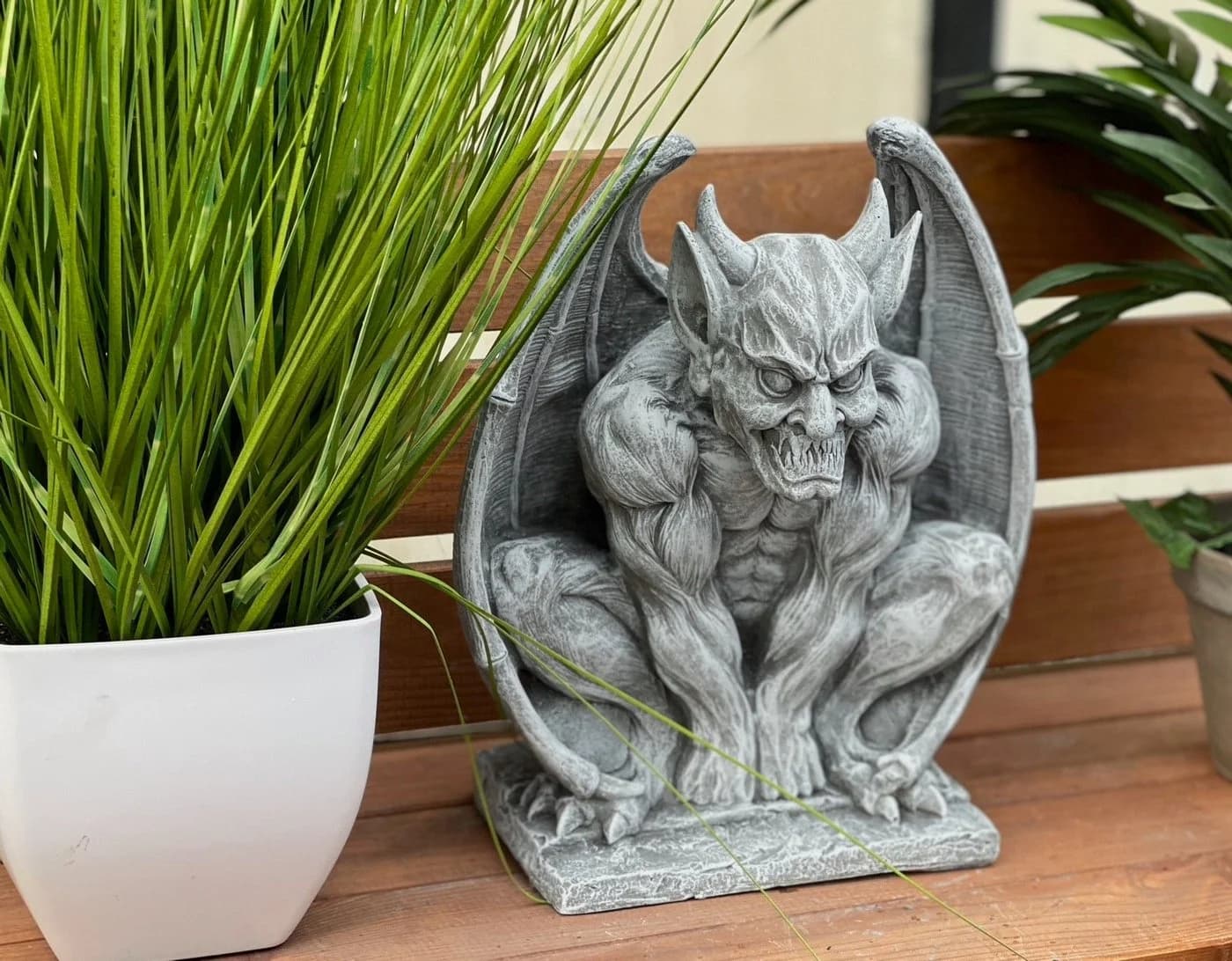 Stone and Style Gartenfigur Frostfeste Steinfigur Gargoyle Grau - Bild 4