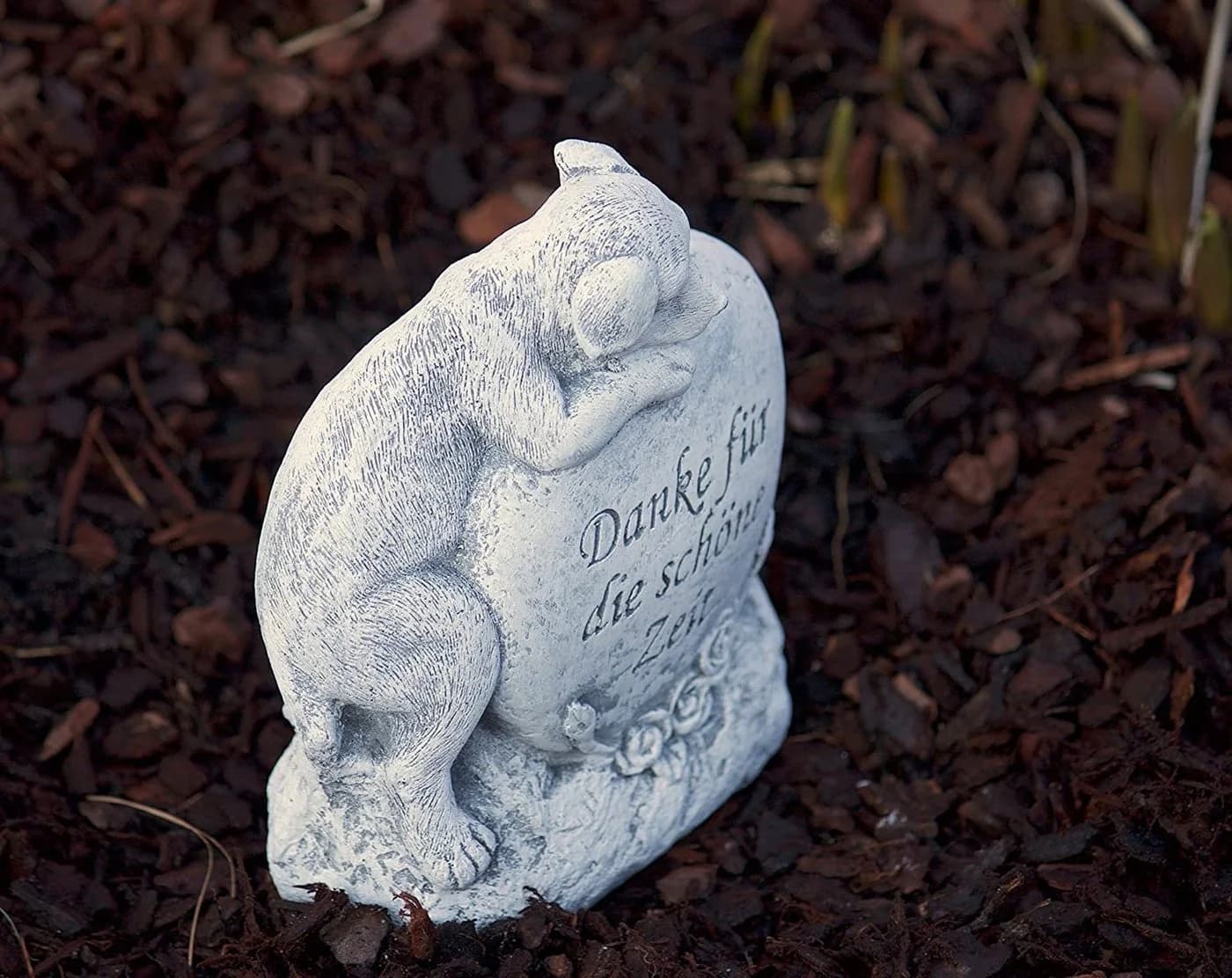 Stone and Style Frostfeste Steinfigur Hund "Danke für die schöne Zeit" Grau - Bild 3