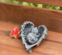 Stone and Style Frostfeste Steinfigur Grabschmuck Katze im Flügel Grau Bild 3