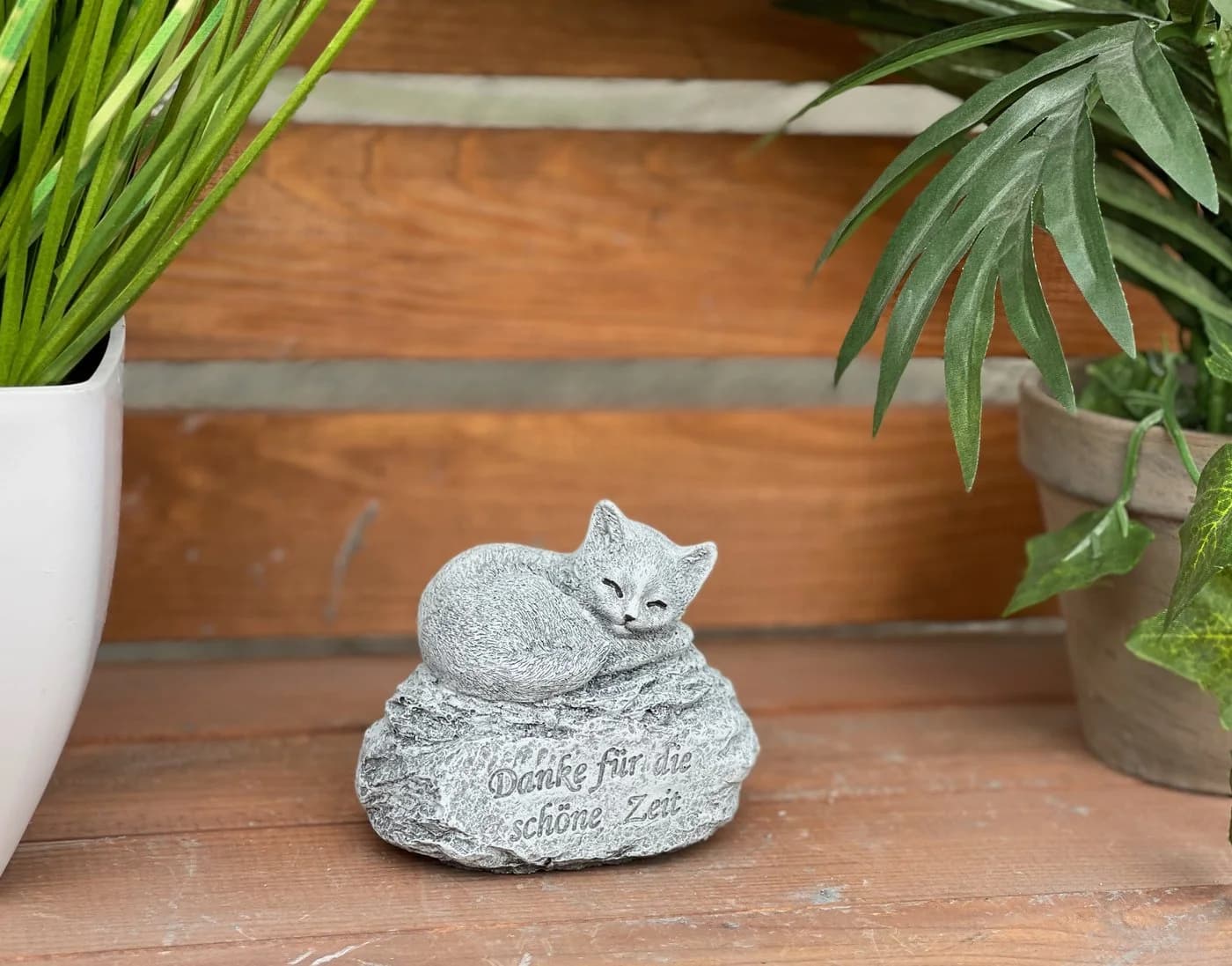 Stone and Style Katzenfigur Grau Frostfest Steinguss Grabschmuck - Bild 5