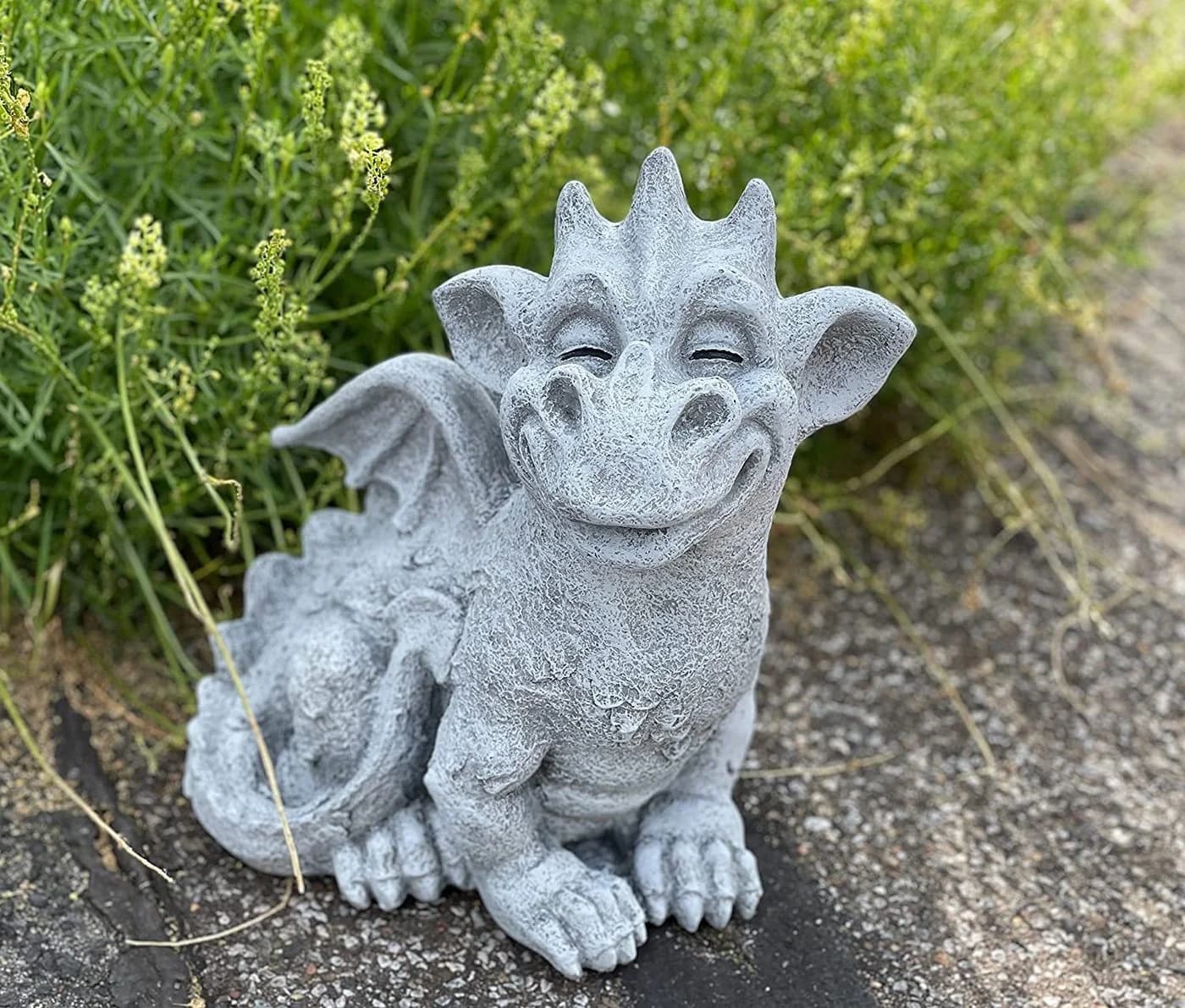 Stone and Style Gartenfigur Drache Cristiano Frostfest Steinfigur Grau
