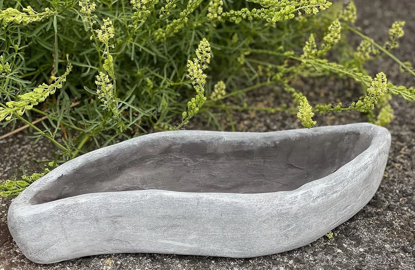 Stone and Style Pflanzschale Welle groß Grau Steinguss
