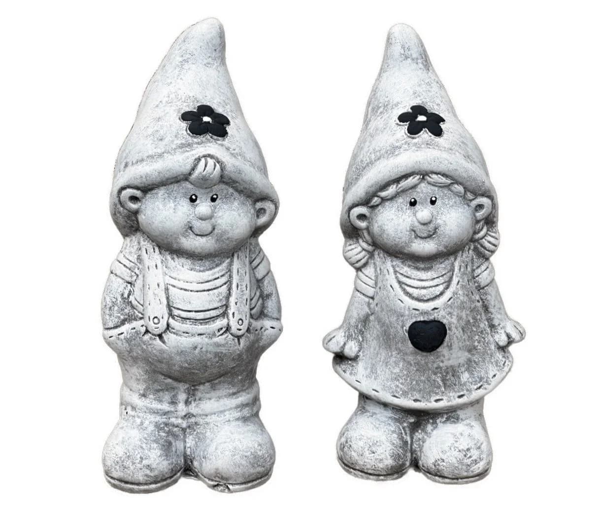 Stone and Style Gartenfigur Frostfeste Steinfiguren 2er-Set Wichtel Grau - Bild 2