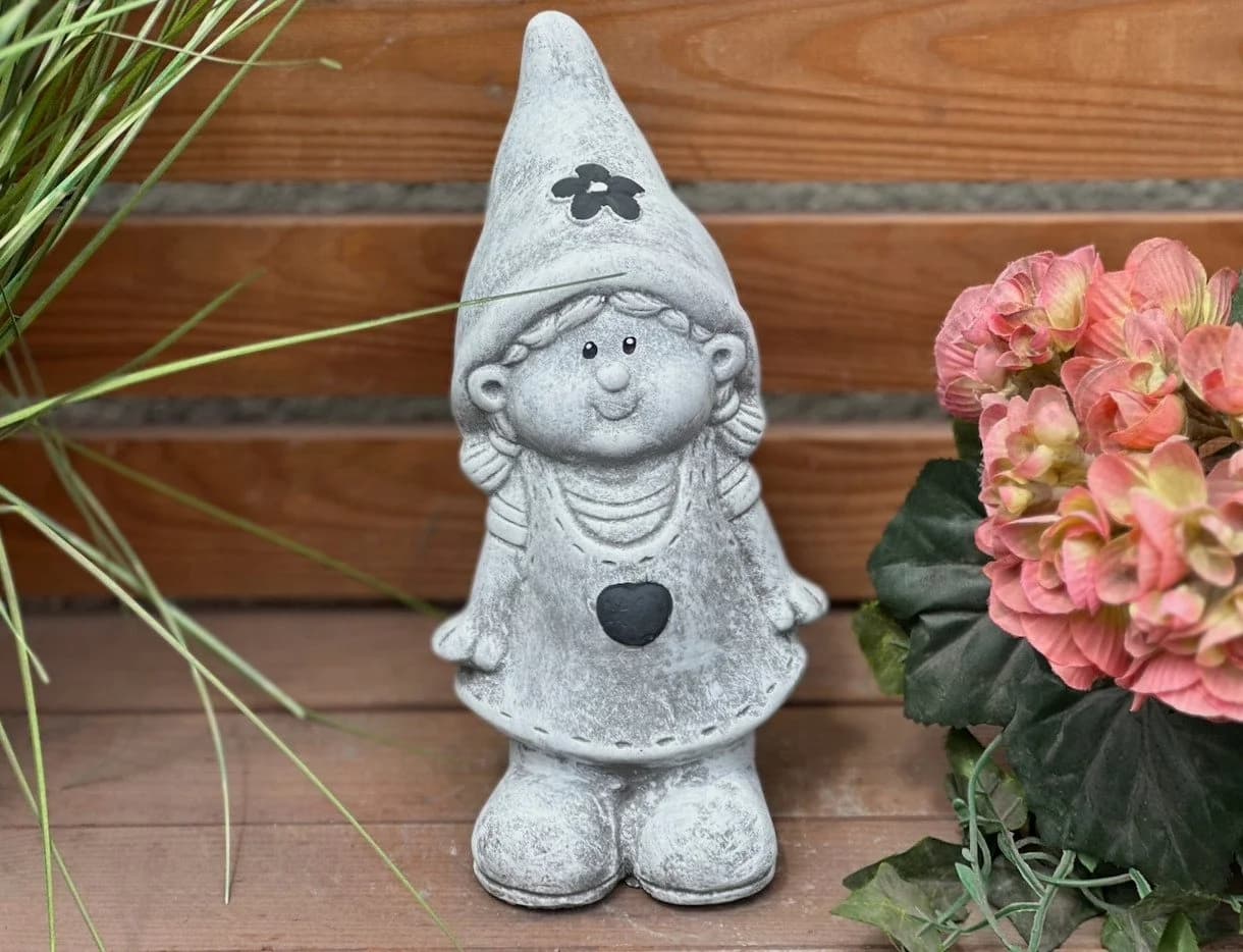 Stone and Style Gartenfigur Frostfeste Steinfiguren 2er-Set Wichtel Grau - Bild 4