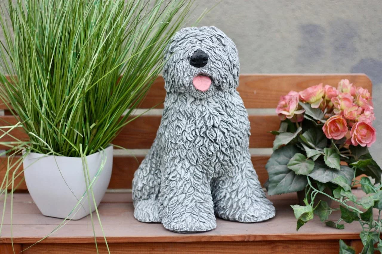 Stone and Style Gartenfigur Frostfeste Steinfigur Bobtail Grau