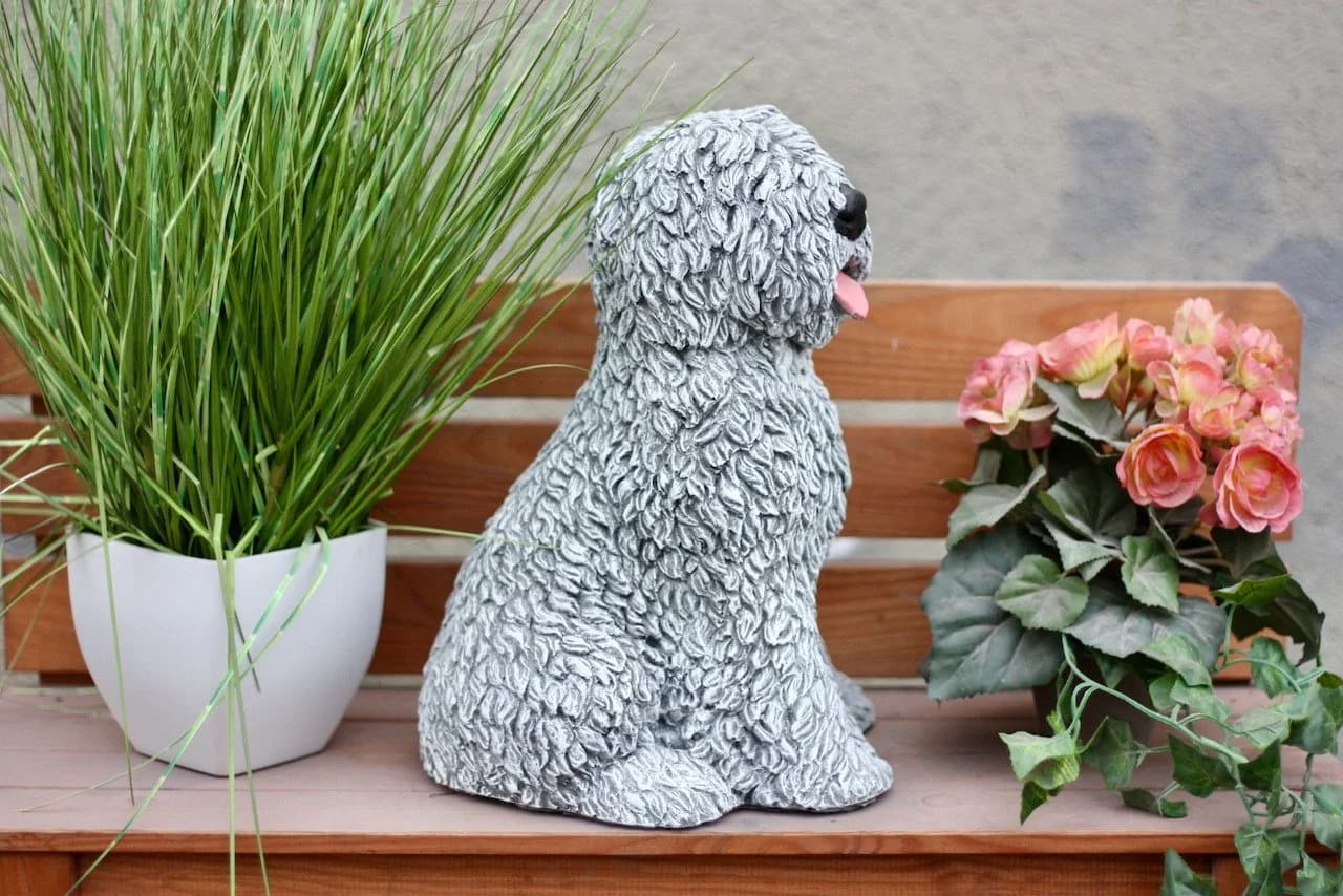 Stone and Style Gartenfigur Frostfeste Steinfigur Bobtail Grau - Bild 5