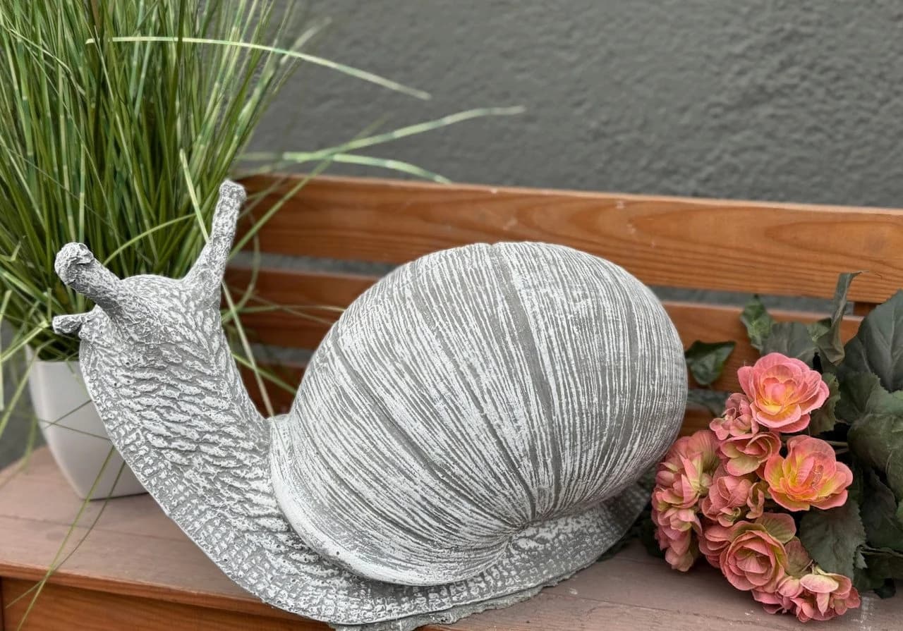 Stone and Style Gartenfigur Frostfeste Steinfigur Schnecke Grau - Bild 3
