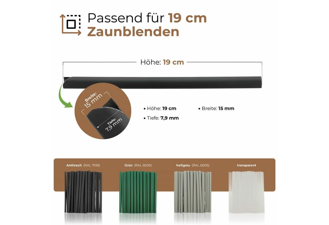 BooGardi Zaunverbinderset Befestigungsclips für Sichtschutzstreifen Anthrazit
