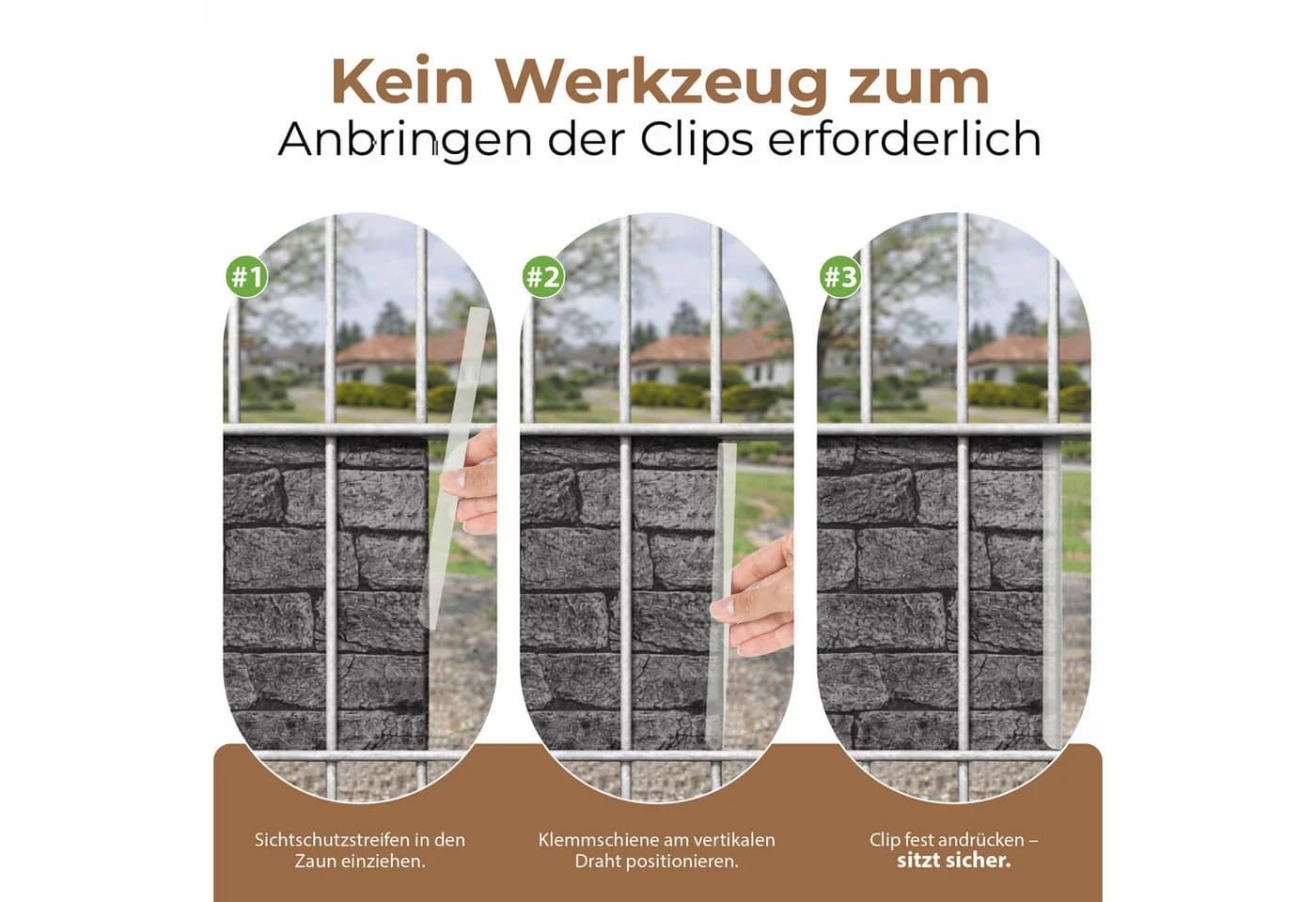 BooGardi Zaunverbinderset Befestigungsclips für Sichtschutzstreifen Anthrazit - Bild 4