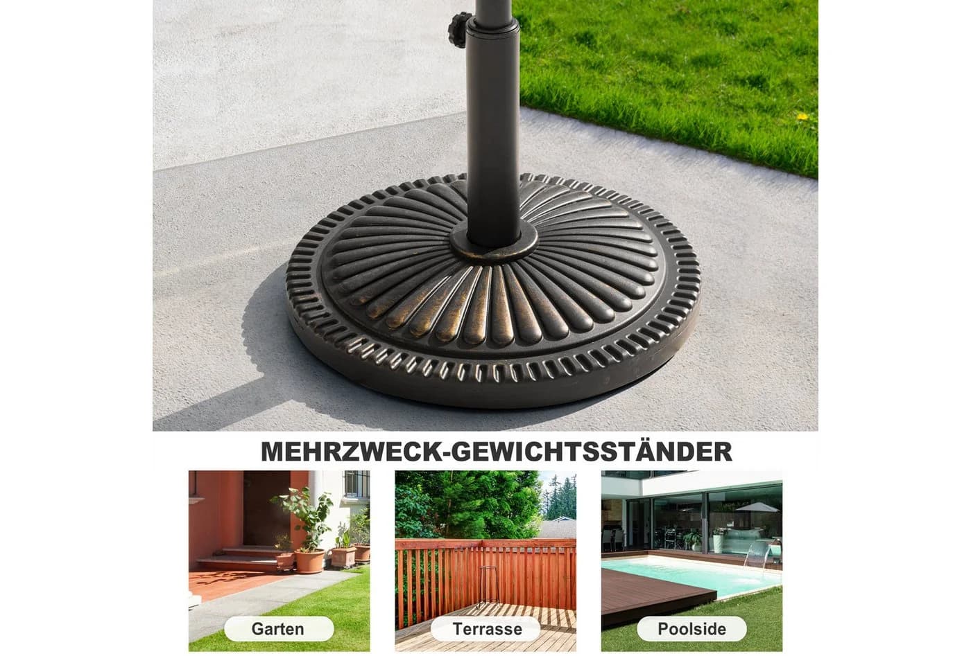 Avestar Betonschirmständer 15 kg Schwarz mit Goldkante - Bild 4