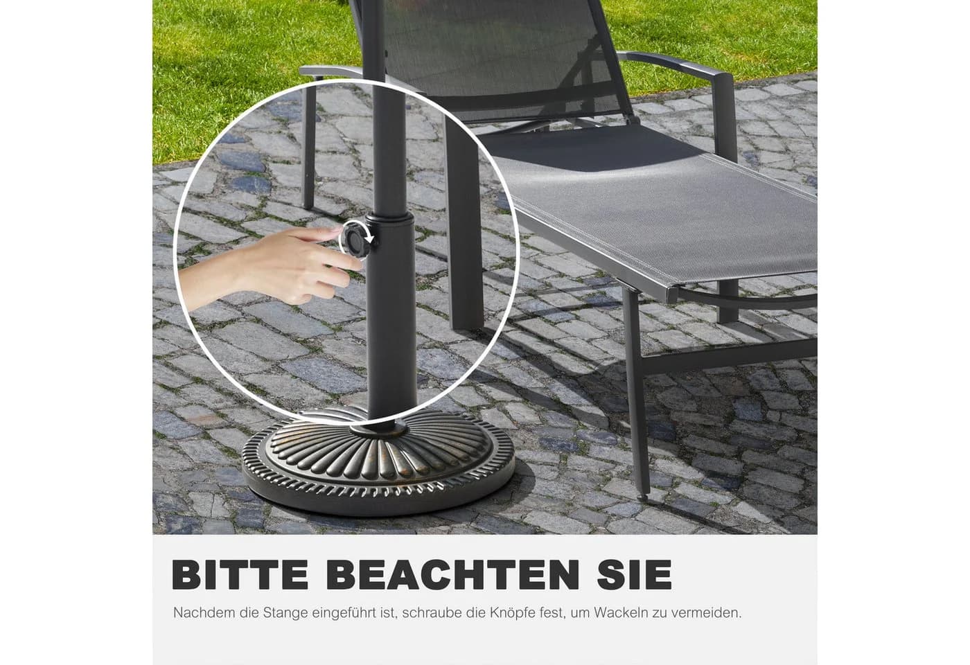 Avestar Betonschirmständer 15 kg Schwarz mit Goldkante - Bild 5
