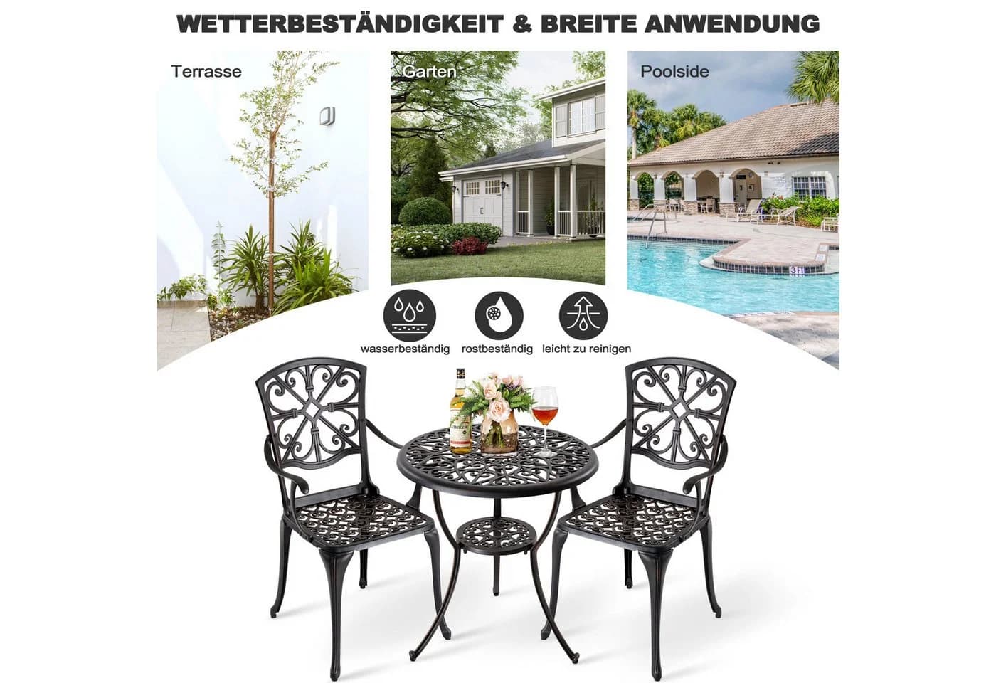 Avestar Balkonset 3-tlg. Terrassenset aus Gussaluminium - Bild 4
