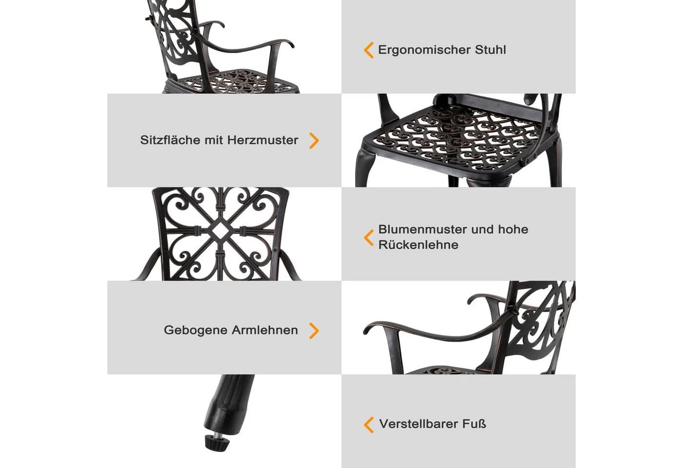 Avestar Balkonset 3-tlg. Terrassenset aus Gussaluminium - Bild 5