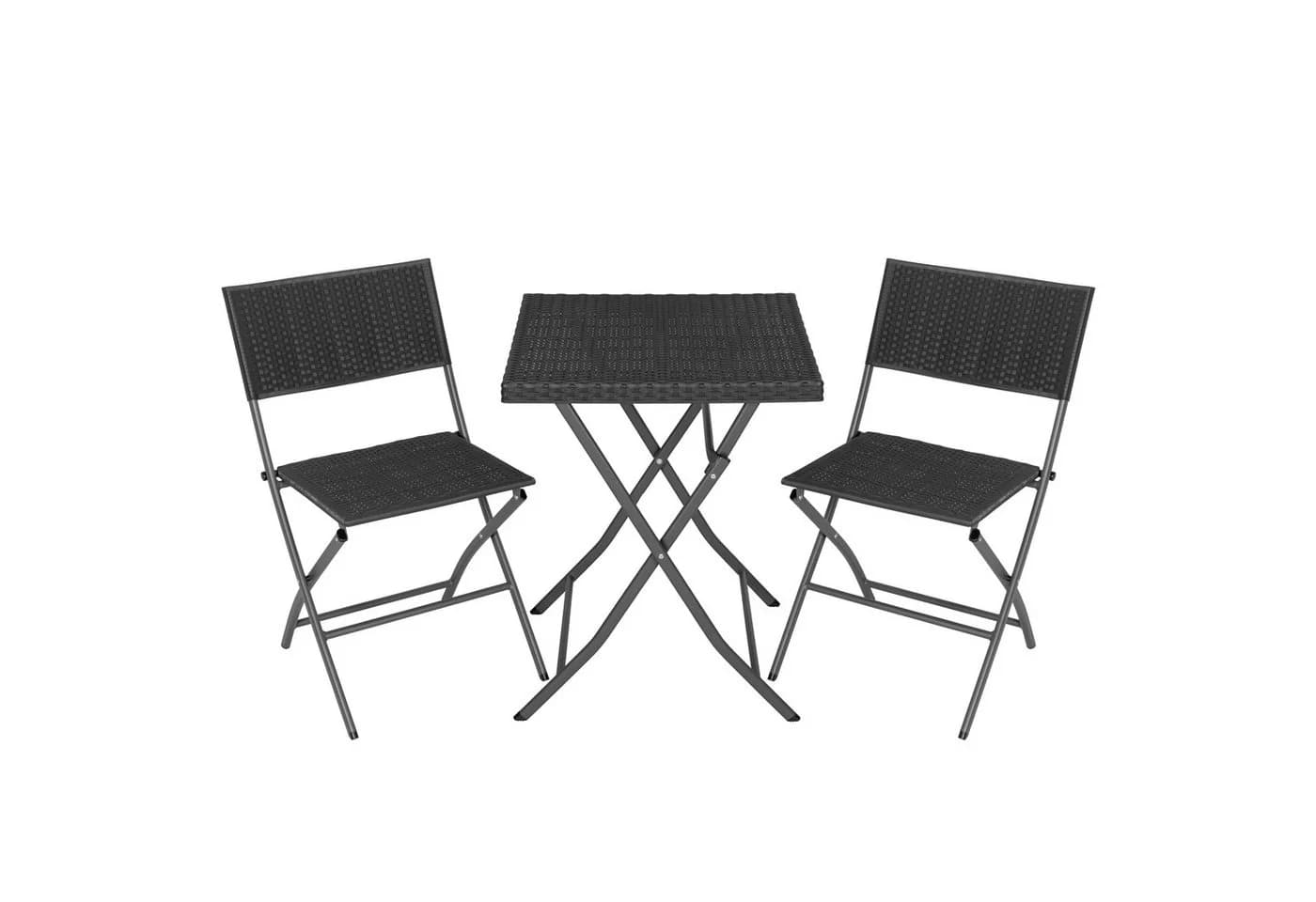 Avestar Balkonset 3-tlg. Bistroset Schwarz Klappbar PP-Rattan - Bild 2