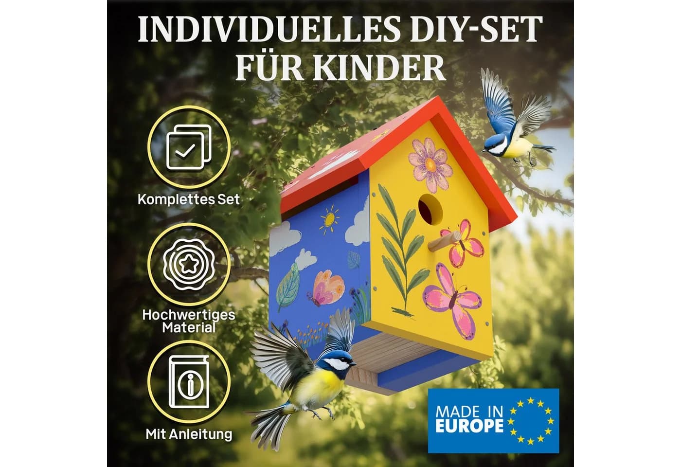 Eli Vogelhaus Bausatz für Kinder zum Bemalen mit Farben, Hammer & Nägeln - Bild 3