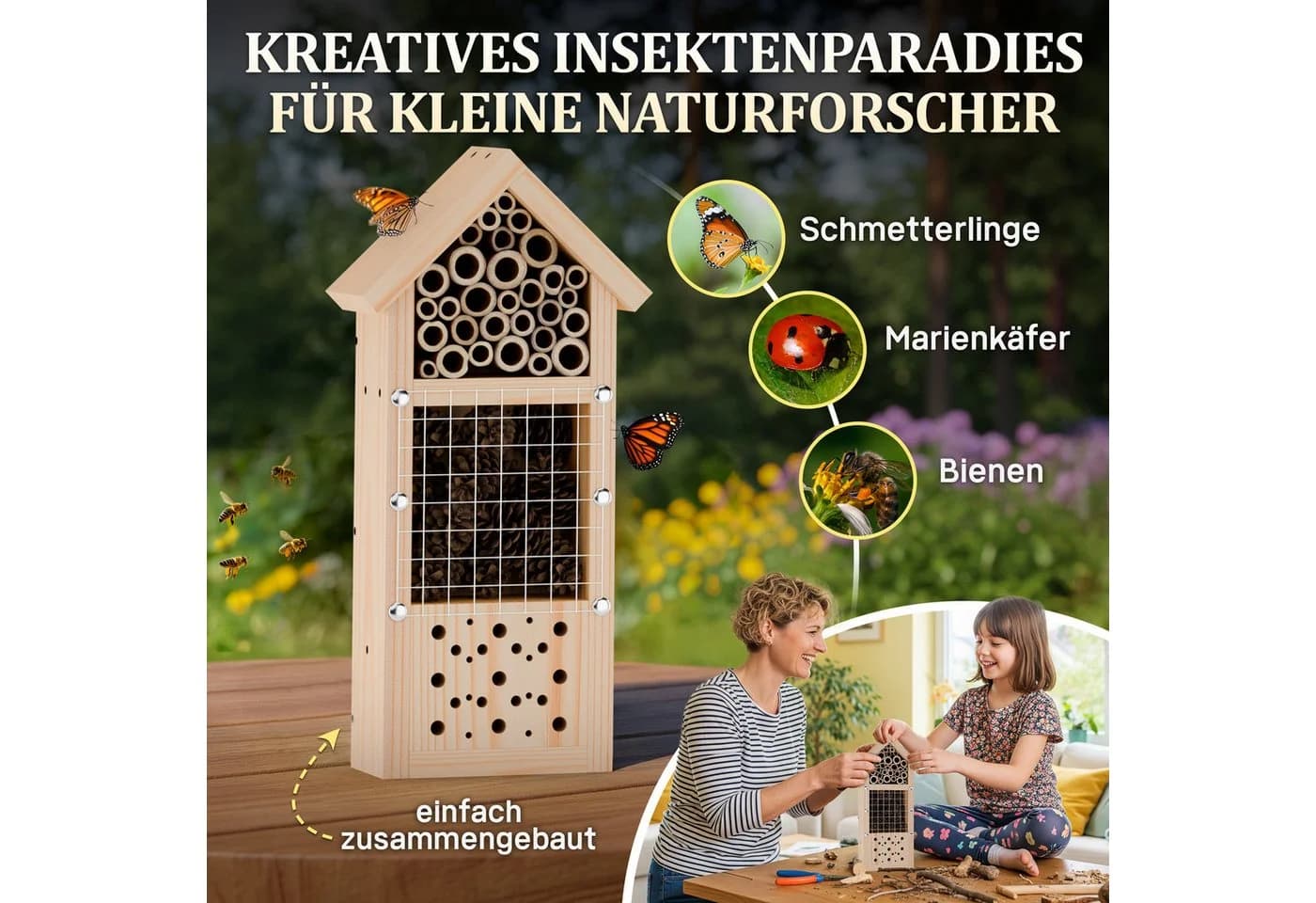 Eli Insektenhotel Bausatz für Kinder aus Kiefernholz zum Bemalen - Bild 3