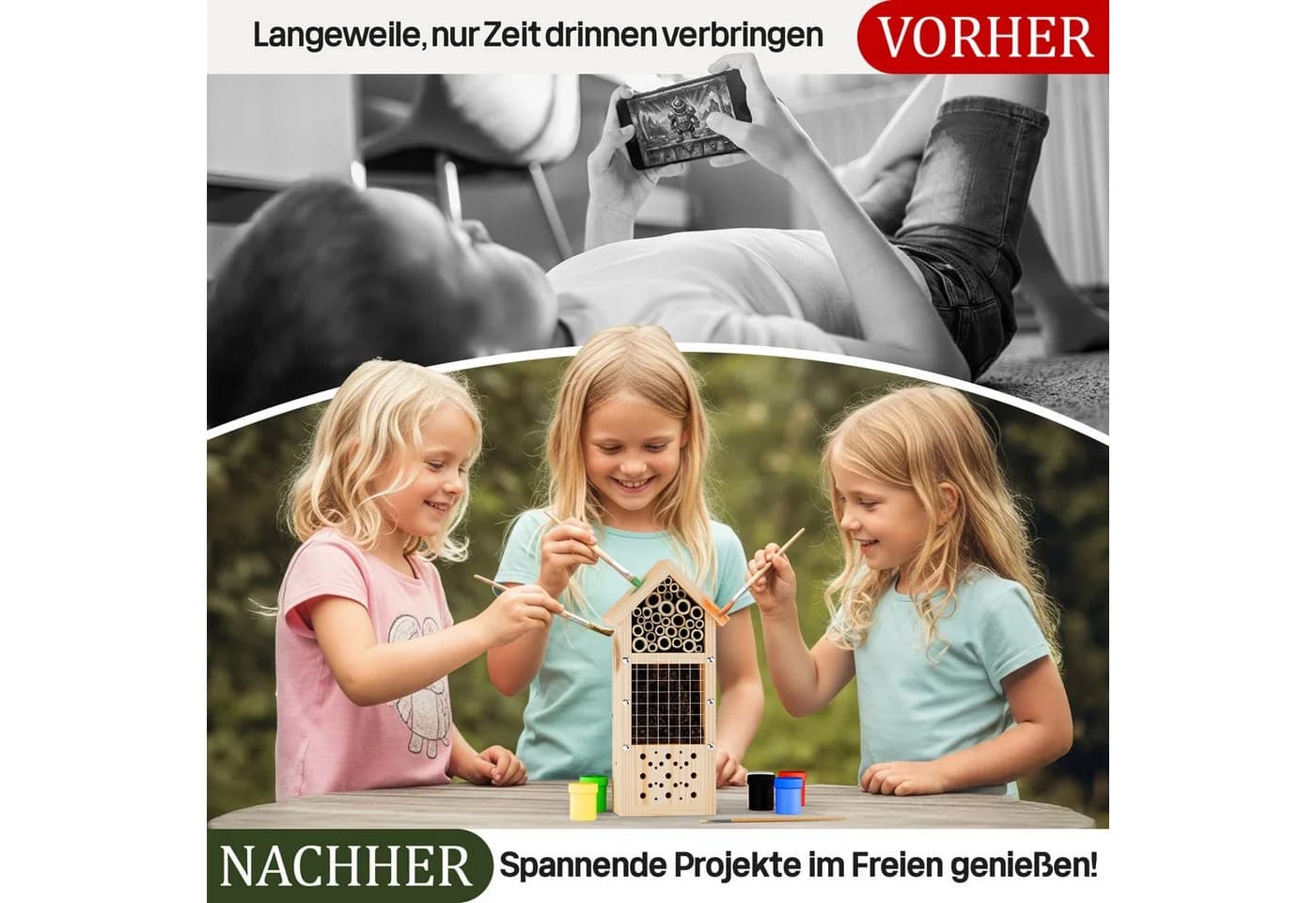 Eli Insektenhotel Bausatz für Kinder aus Kiefernholz zum Bemalen - Bild 4