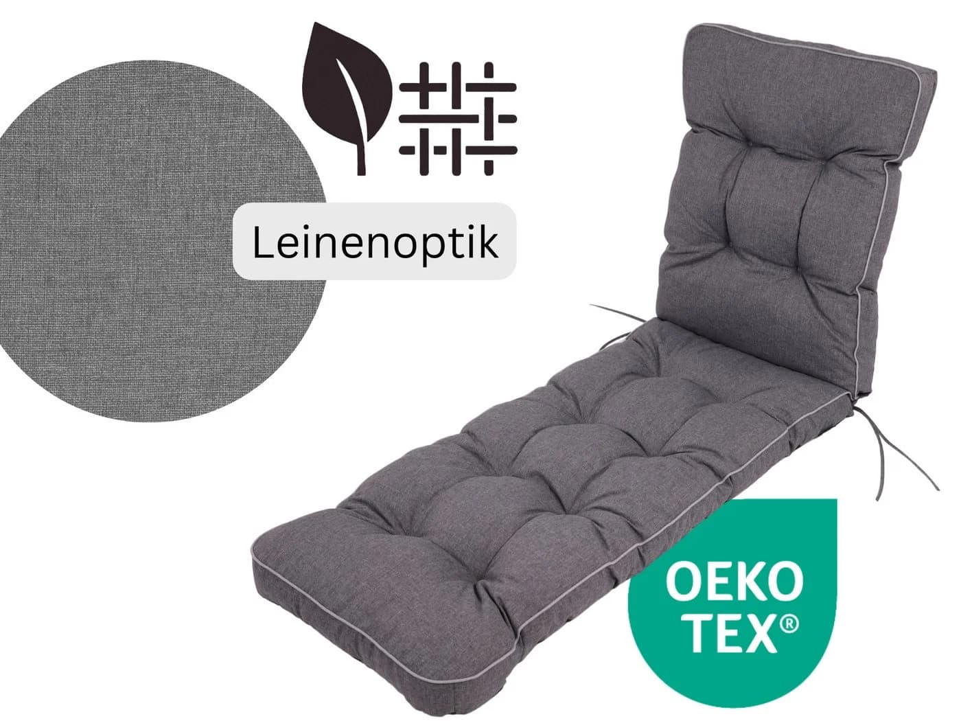 TexDeko Liegenauflage Ecolen Premium Grau