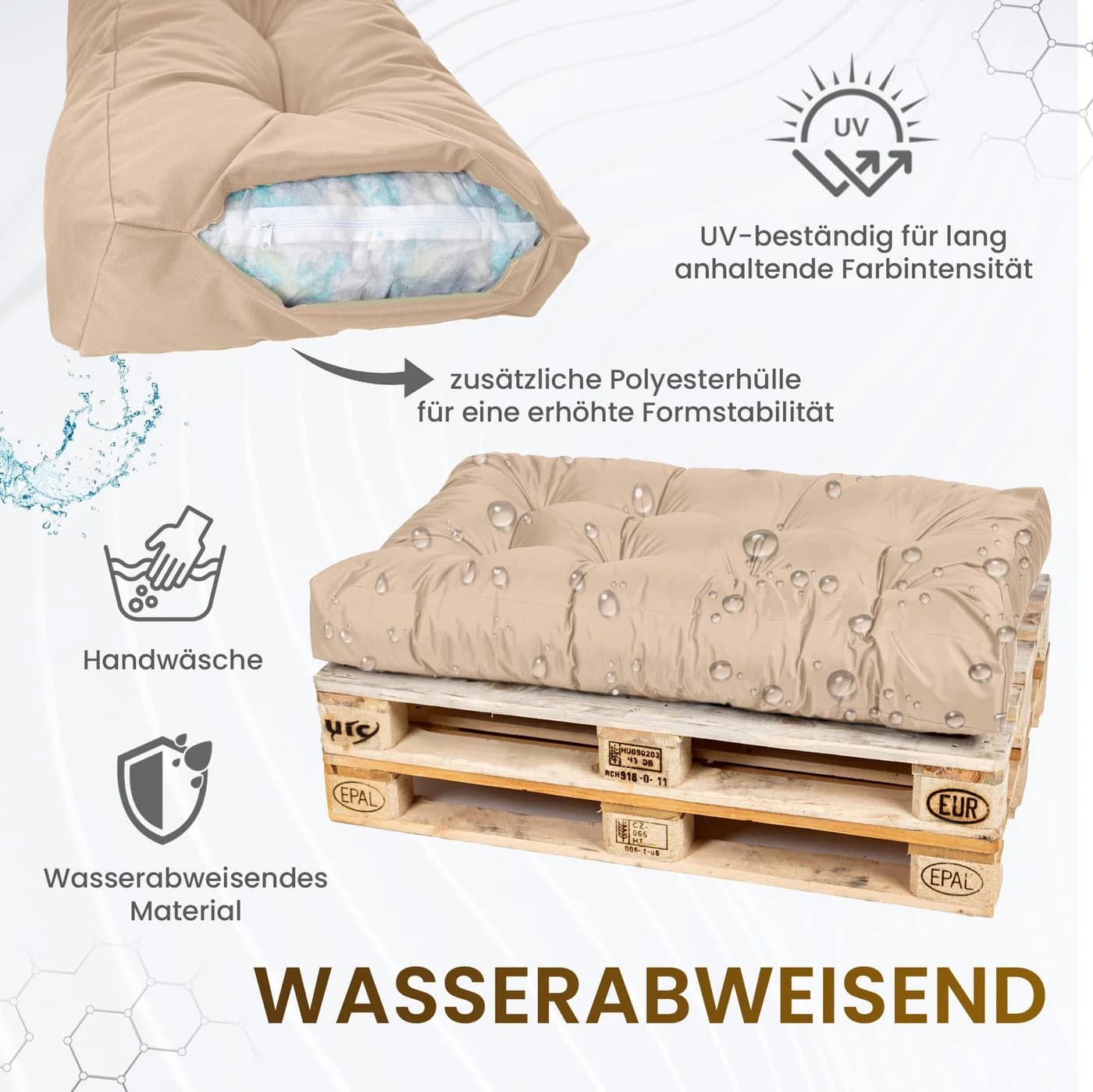 TexDeko Palettenkissen wasserabweisend Braun für Europaletten - Bild 5