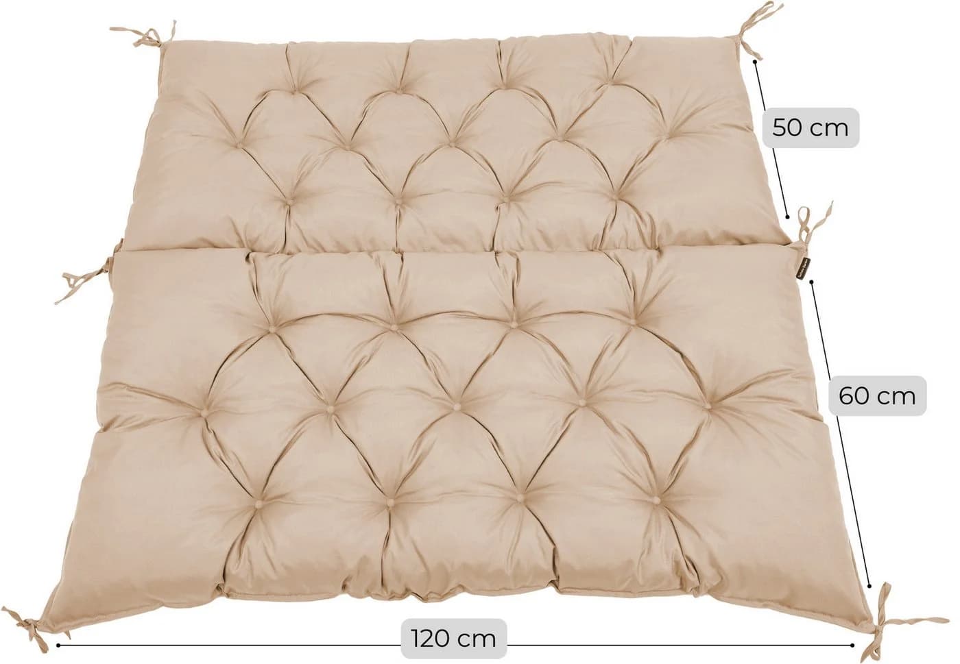 TexDeko Palettenkissen mit Rückenlehne Beige 120x60x50cm - Bild 3
