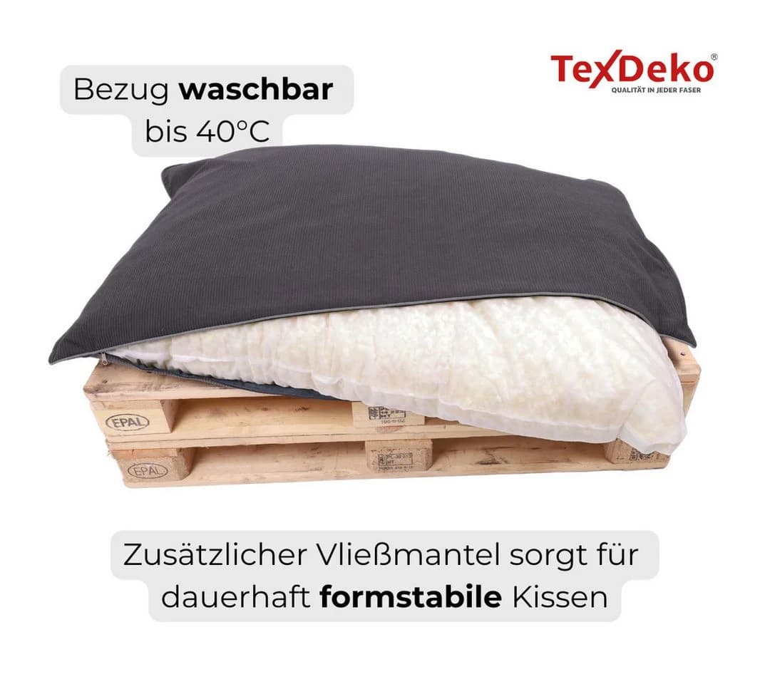 TexDeko Palettenkissen-Set 2-tlg. Anthrazit Cord wasserabweisend - Bild 4