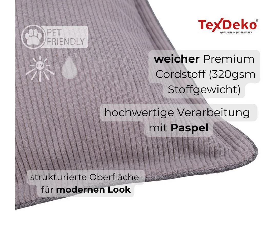 TexDeko Palettenkissen-Set Grau Cord wasserabweisend - Bild 3