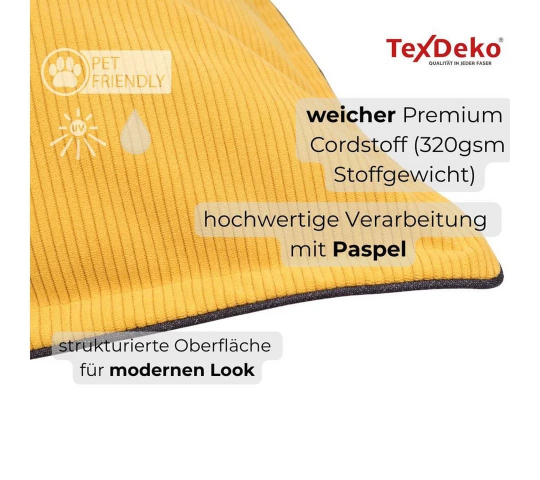 TexDeko Palettenkissen-Set 2-tlg. Cord wasserabweisend Gelb - Bild 4