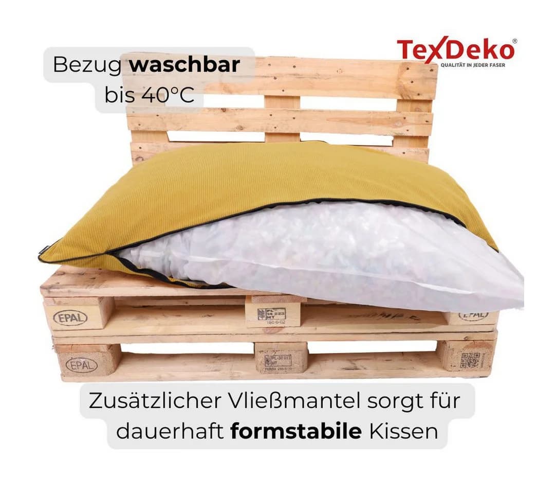 TexDeko Palettenkissen-Set 2-tlg. Cord wasserabweisend Gelb - Bild 5