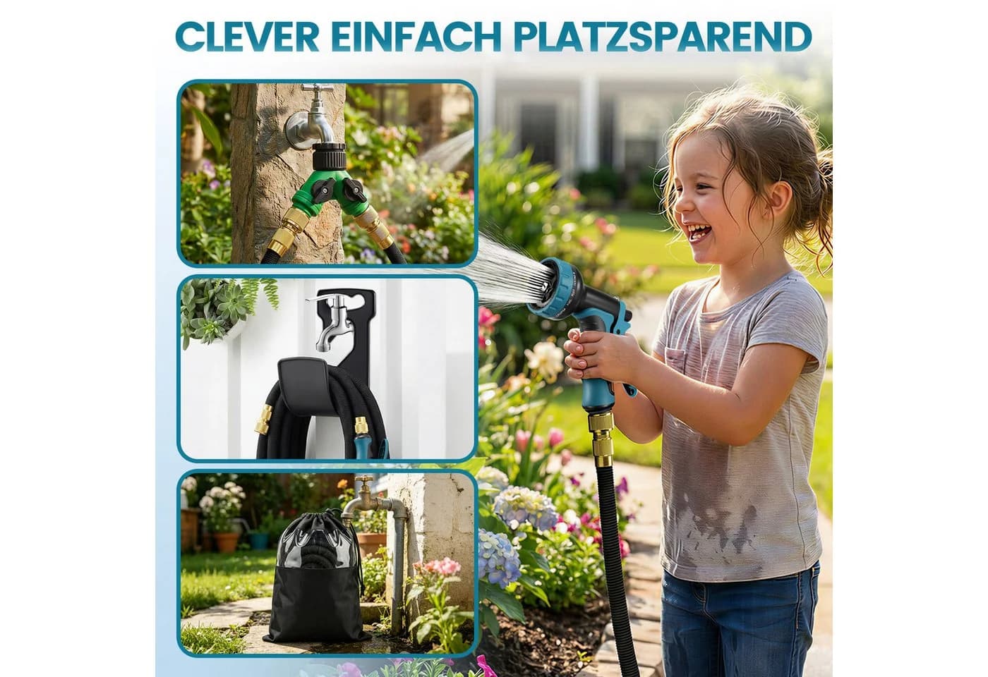 Bundviel Dehnbarer Gartenschlauch mit 10-in-1 Spritzpistole & Adaptern - Bild 5